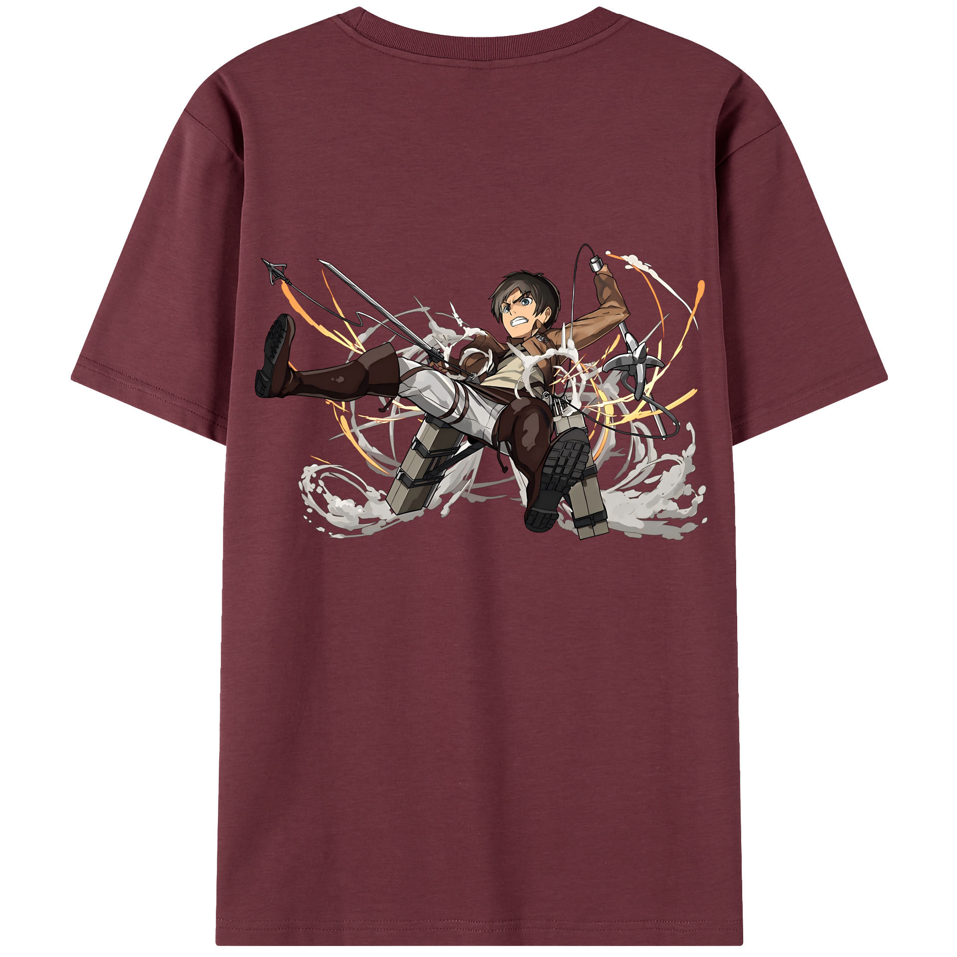 （画像用） 進撃の巨人 エレン･イェーガー Attack on Titan Eren Jäger 綿100％半袖Tシャツ（背面プリント）